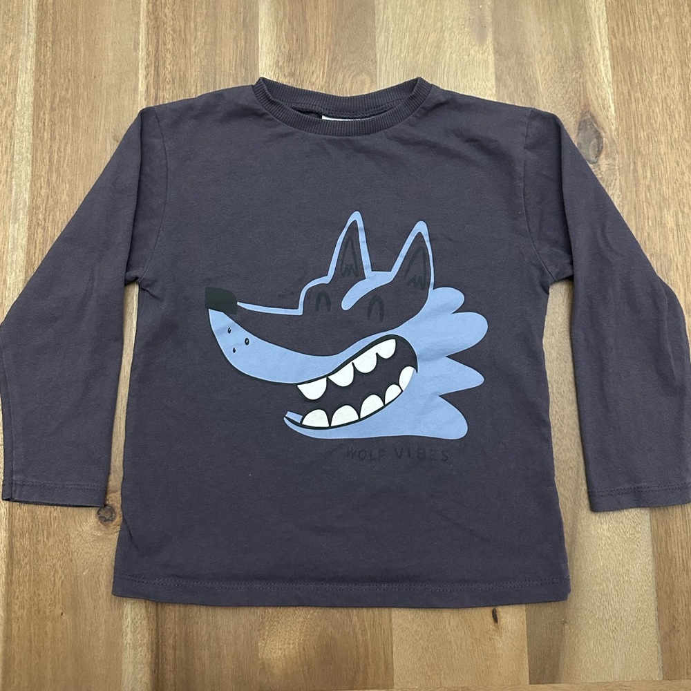 Zara Wolf long sleeve shirt in size 4-5